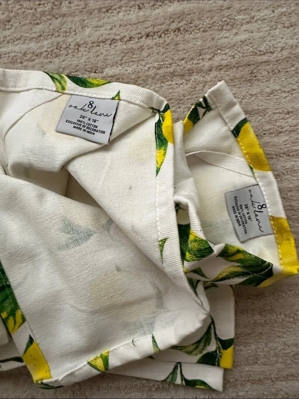 NWOT Set of 2 Kitchen Towels by 8 Oak Lane “Live Your Zest Life” Lemons 28”x18”